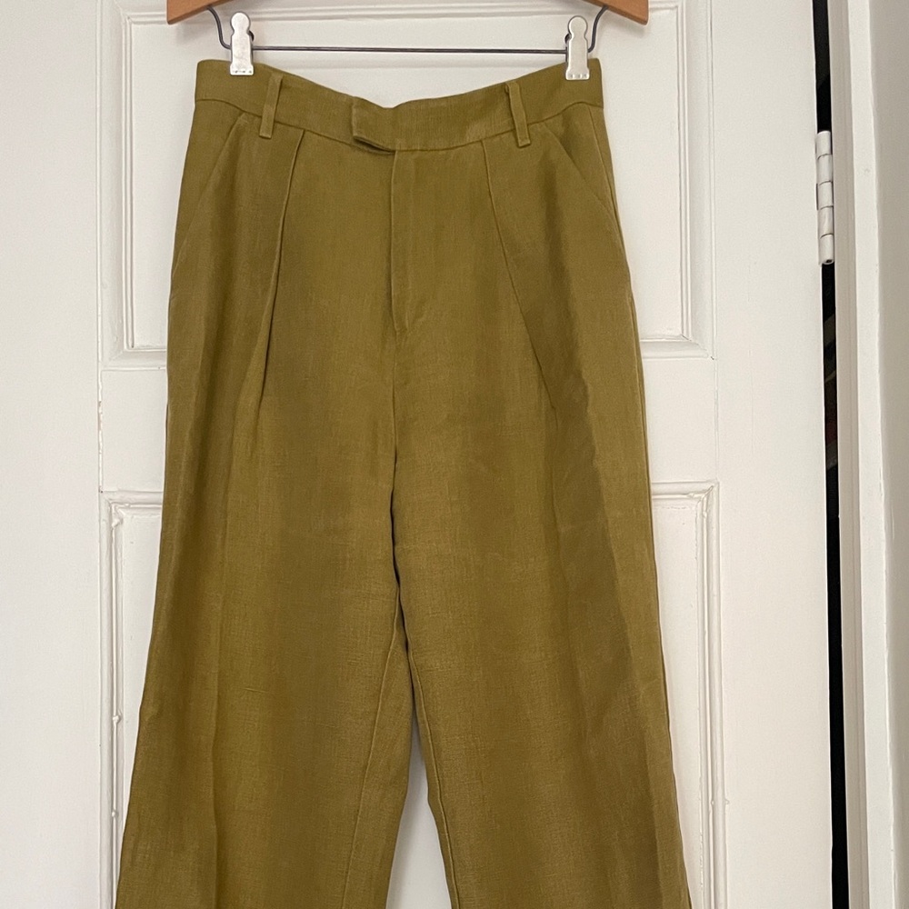 Mara Hoffman sample linen Olive Green brown mustard Pants 28” waist